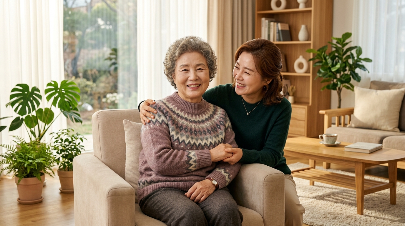 도안라이프케어센터 부모님과 보호자의 따뜻한 돌봄 장면